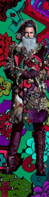 Free printable Christmas bookmarks of a high fashion Santa